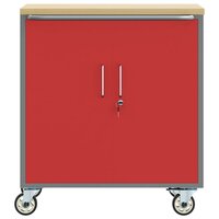 Gereedschapskast met wielen en slot 75x45x85 cm staal rood 5
