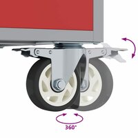 Gereedschapskast met wielen en slot 75x45x85 cm staal rood 8