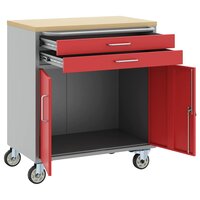 Gereedschapskast met wielen en slot 75x45x85 cm staal rood 3