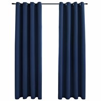 Gordijn verduisterend met metalen ringen 2 st 140x245 cm blauw 2