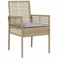 3-delige bistroset voor in de tuin met kussens in beige van poly rattan 5