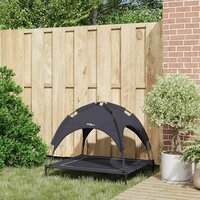 Verhoogd Hondenbed met Verwijderbaar Dak Zwart L Staal 2