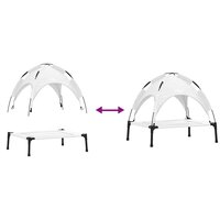 Verhoogd Hondenbed met Verwijderbaar Dak Zilver Grijs Staal 8