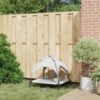 Verhoogd Hondenbed met Verwijderbaar Dak Zilvergrijs M Staal 2