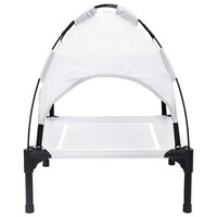 Verhoogd Hondenbed met Verwijderbaar Dak Zilvergrijs M Staal 4