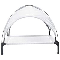 Verhoogd Hondenbed met Verwijderbaar Dak Zilvergrijs XL Staal 3