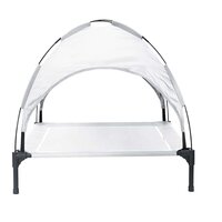 Verhoogd Hondenbed met Verwijderbaar Dak Zilvergrijs XL Staal 4