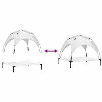 Verhoogd Hondenbed met Verwijderbaar Dak Zilvergrijs XL Staal 8