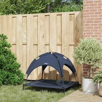 Verhoogd Hondenbed met Verwijderbaar Dak Marineblauw L Staal 2