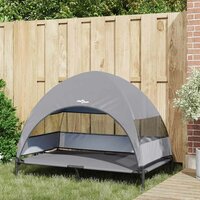 Verhoogd Hondenbed met Afneembaar Dak Lichtgrijs XL Staal 2