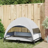 Verhoogd Hondenbed met Afneembaar Dak Zilvergrijs XL Staal 2