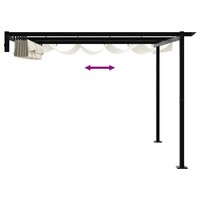 Wandgemonteerde Pergola Cr&egrave;me 3 x 3 m Staal 8