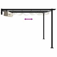 Wandgemonteerde Pergola Cr&egrave;me 3 x 4 m Staal 8