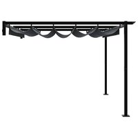 Wandgemonteerde Pergola Antraciet 3 x 4 m Staal 4