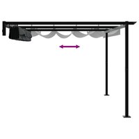 Wandgemonteerde Pergola Antraciet 3 x 4 m Staal 8
