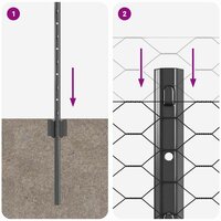 Tuinhekset Set van 2 Grijs Staalgaas 25 x 0.5 m hek Draagbaar 8