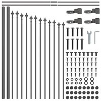 Tuinhek met boog 1,7x0,75 m staal grijs 3