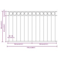 Tuinhek 1,7x0,8 m staal grijs 7