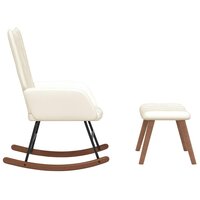 Schommelstoel met voetenbank fluweel cr&egrave;mewit 6