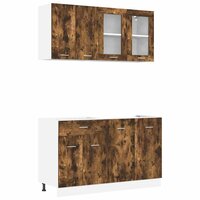 Keukenkastenset met lade 4 pcs Gerookt eiken 140 x 46 x 81.5 cm 2