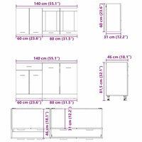 Keukenkastenset met lade 4 pcs Gerookt eiken 140 x 46 x 81.5 cm 7