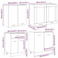 Keukenkastenset met lade 4 pcs Gerookt eiken 140 x 46 x 81.5 cm 8