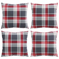 Bankkussens 4 stuks Rood Geruit Patroon 50x50 cm Stof 4