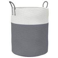 Opbergmand &Oslash; 38x46 cm katoen grijs en wit 2