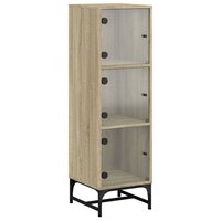 Hoge kast met glazen deuren 35x37x120 cm sonoma eikenkleurig 2