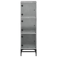 Hoge kast met glazen deuren 35x37x120 cm betongrijs 6