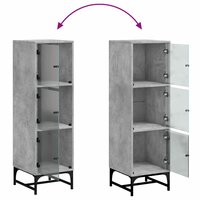Hoge kast met glazen deuren 35x37x120 cm betongrijs 9