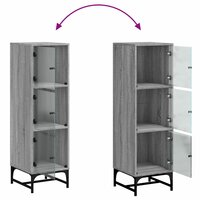 Hoge kast met glazen deuren 35x37x120 cm grijs sonoma eiken 9