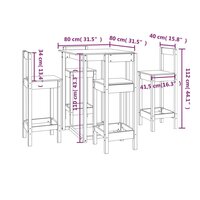 5-delige Barset massief grenenhout wit 9