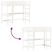 Hoogslaper met bureau massief grenenhout wit 100x200 cm 7