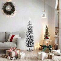 Kunstkerstboom met sneeuw smal 150 cm PVC groen 2
