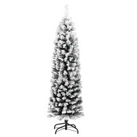 Kunstkerstboom met sneeuw smal 150 cm PVC groen 3