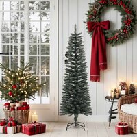 Kunstkerstboom met standaard smal 150 cm PVC groen 2