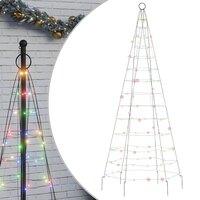 LED-kerstboom op vlaggenmast 200 LEDs kleurrijk 180 cm 2