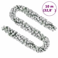 Kerstslinger met sneeuw 10 m PVC groen 5