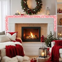 Kerstslinger met LED-lampjes 20 m roze 2