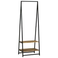 Kledingrek met plank Zwart 60 x 45 x 180 cm Massief acaciahout 2