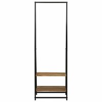 Kledingrek met plank Zwart 60 x 45 x 180 cm Massief acaciahout 4