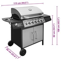 Gasbarbecue 6+1 kookzone zwart en zilver  8