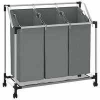 Wasmand met wielen 3 vakken grijs 2