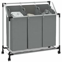 Wasmand met wielen 3 vakken grijs 4