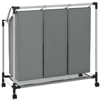 Wasmand met wielen 3 vakken grijs 7