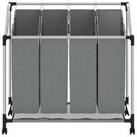 Wasmand met wielen 4 vakken grijs 5