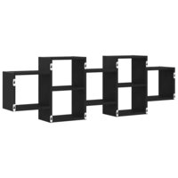 Wandplank Zwart Eiken 129x18x42 cm Bewerkt Hout 7