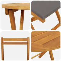 3-delige vouw bistroset met kussens van acaciahout 9