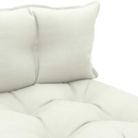 Tuinmiddenbank met beige kussens pallet hout 5